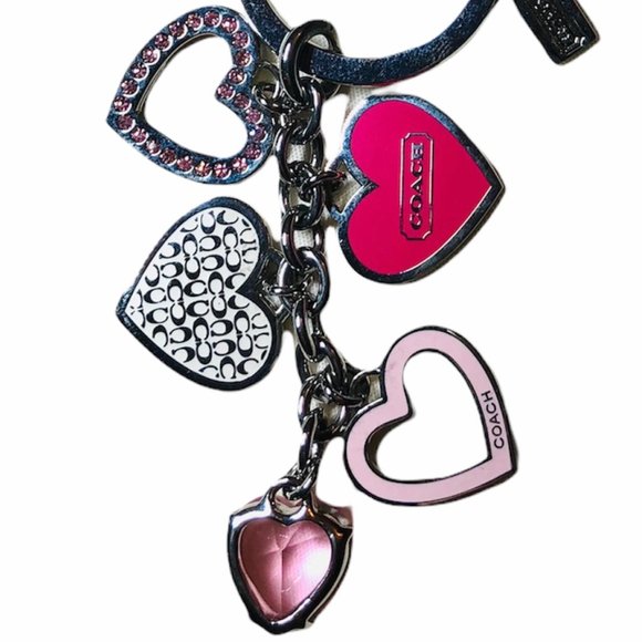 NEW Coach Heart Charms Crystals Key FOB keychain - Picture 3 of 3